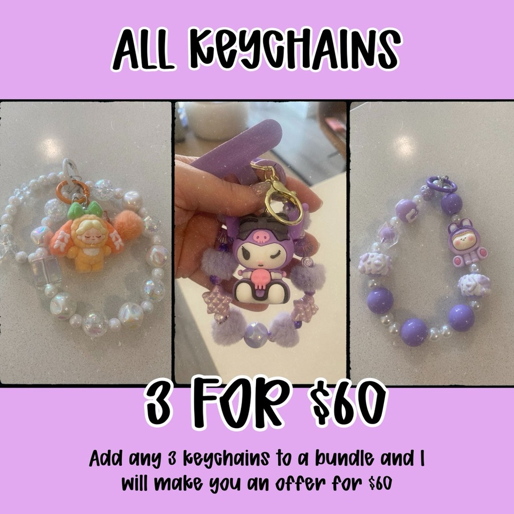 3 for $60 keychains